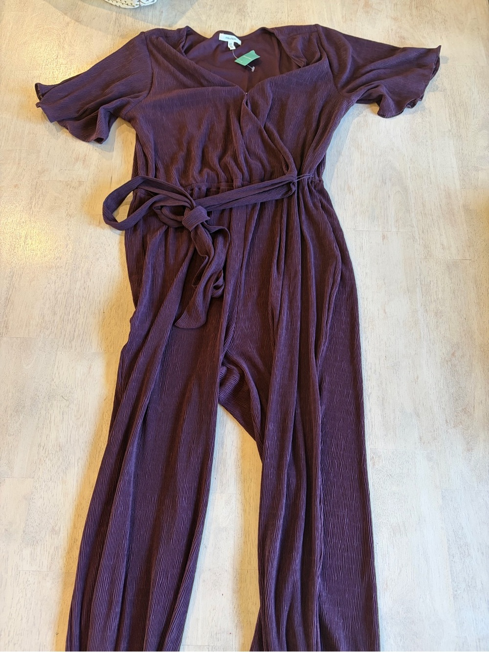 Maurices Deep Plum Wrap-Front Jumpsuit